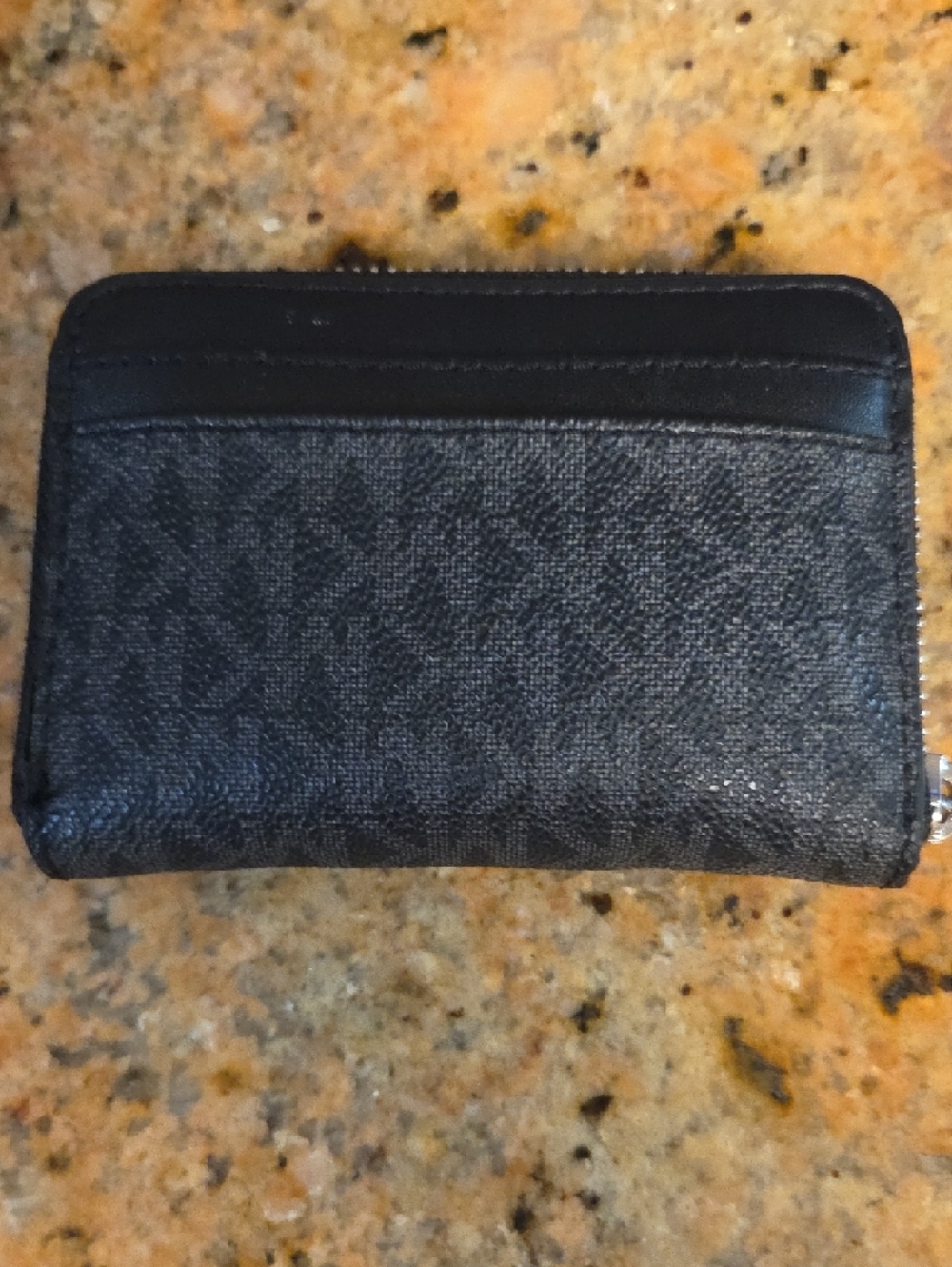 Michael Kors Black Monogram Card Holder with Silver Logo - Picture 2 of 3